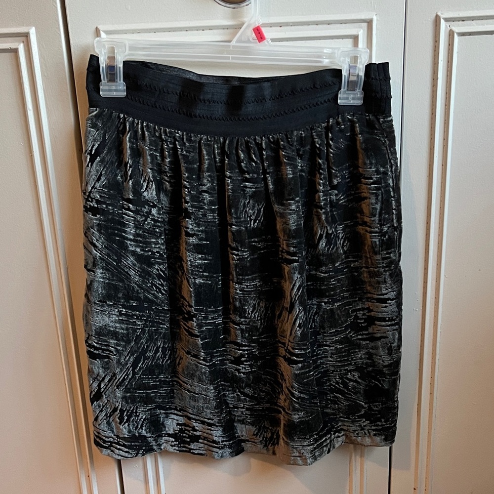 Elegant Black and Gray faux crushed velvet Women's Skirt